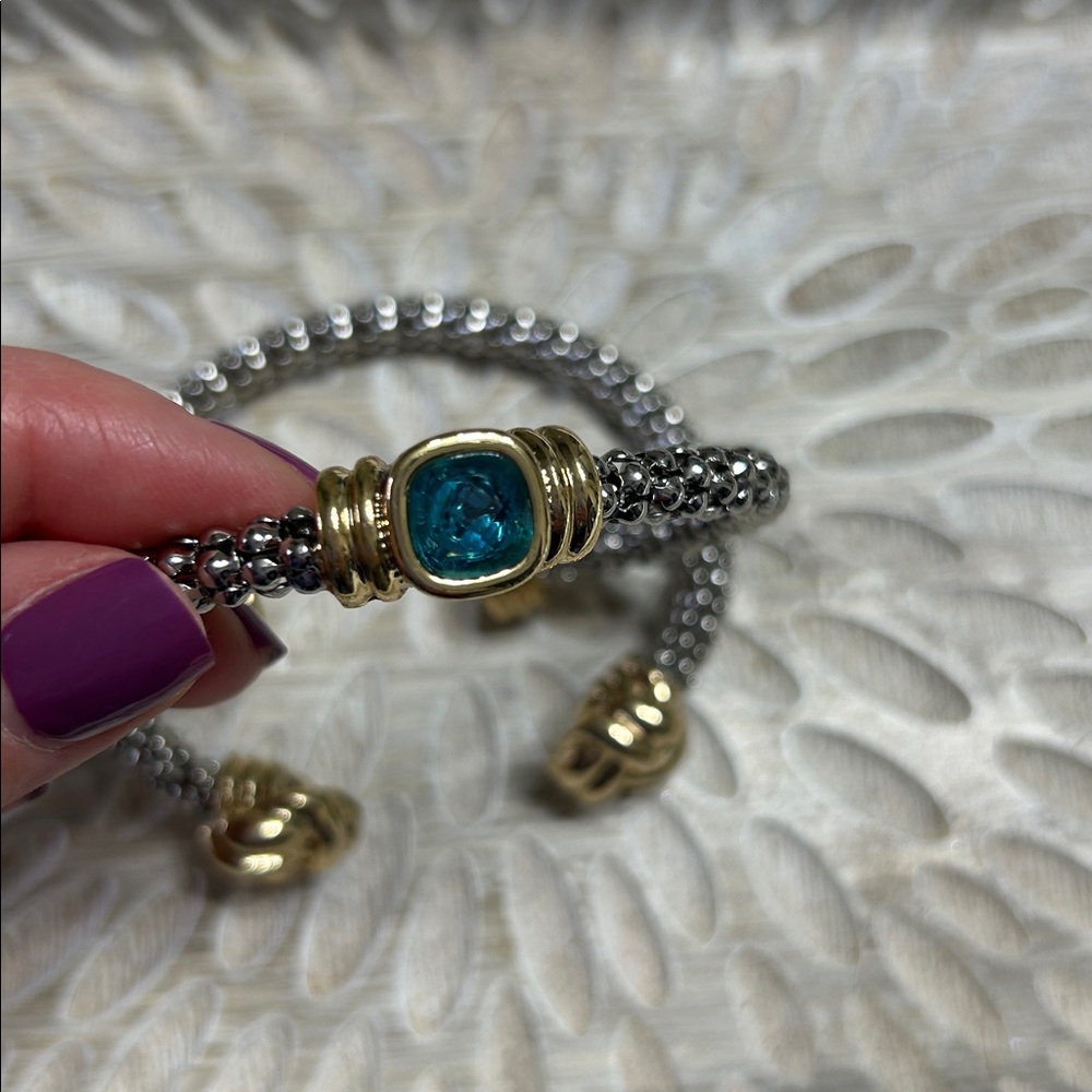 Silver and Gold Stackable Bracelets Set of 2 - Picture 3 of 7